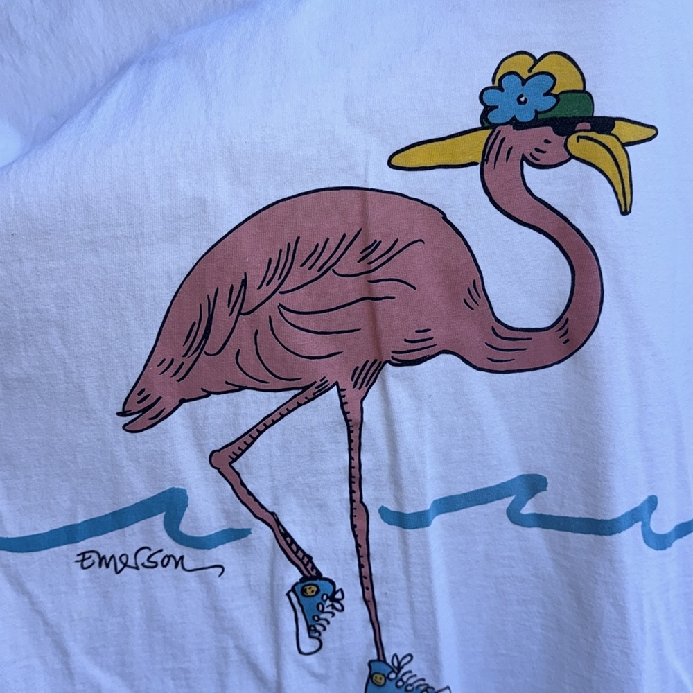NOS Flamingo Oversized Take me to the beach T Shirt Swim Cover USA Made
